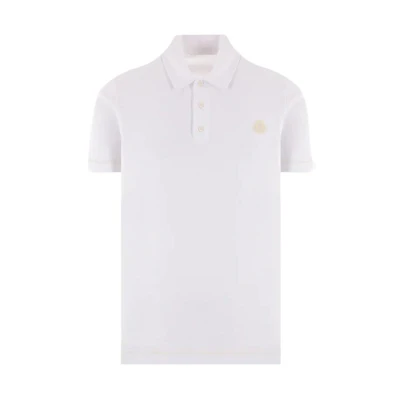 Moncler White Polo Shirt with Logo Patch and Solid Design. J10918A000058390T00A