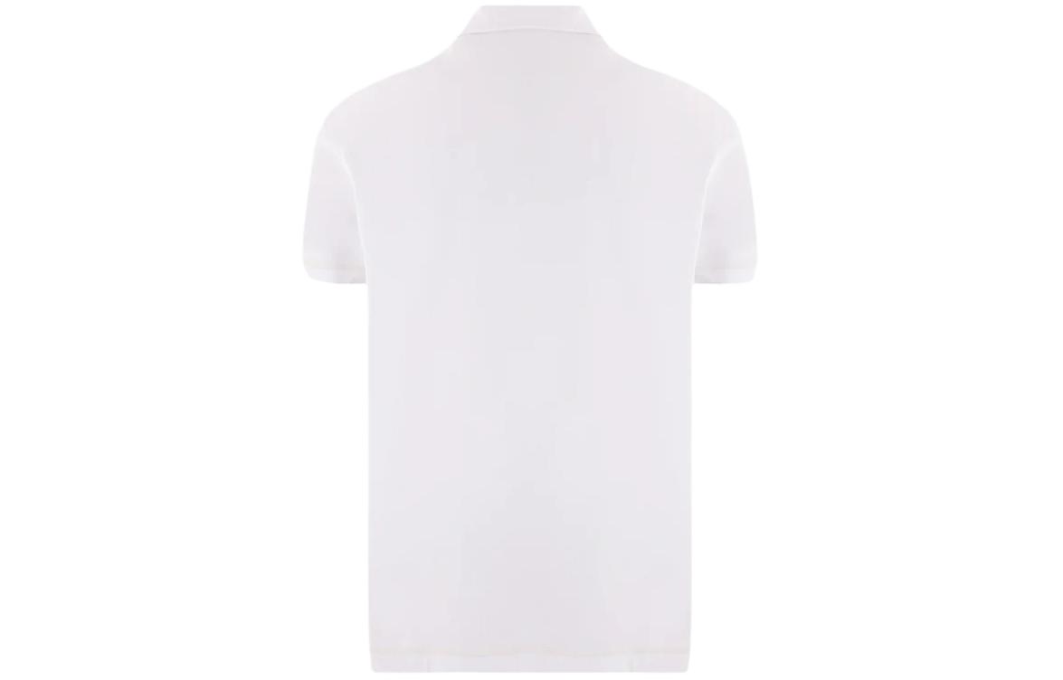 Lookbook Moncler Baju Polo Putih dengan Logo Patch dan Rekaan Solid. J10918A000058390T00A