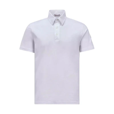Moncler White Polo Shirt with Solid Color Badge Logo. J10918A0001389AJN002