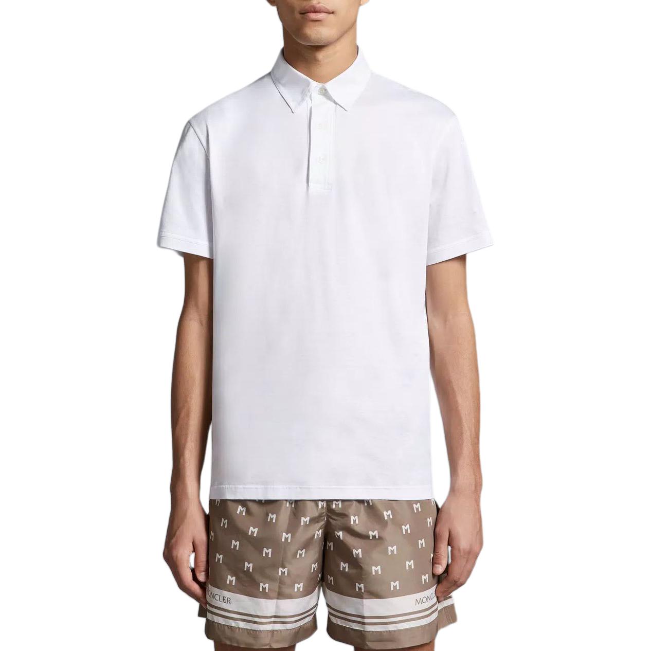 Moncler  White Polo Shirt with Solid Color Badge Logo. J10918A0001389AJN002 圖 3