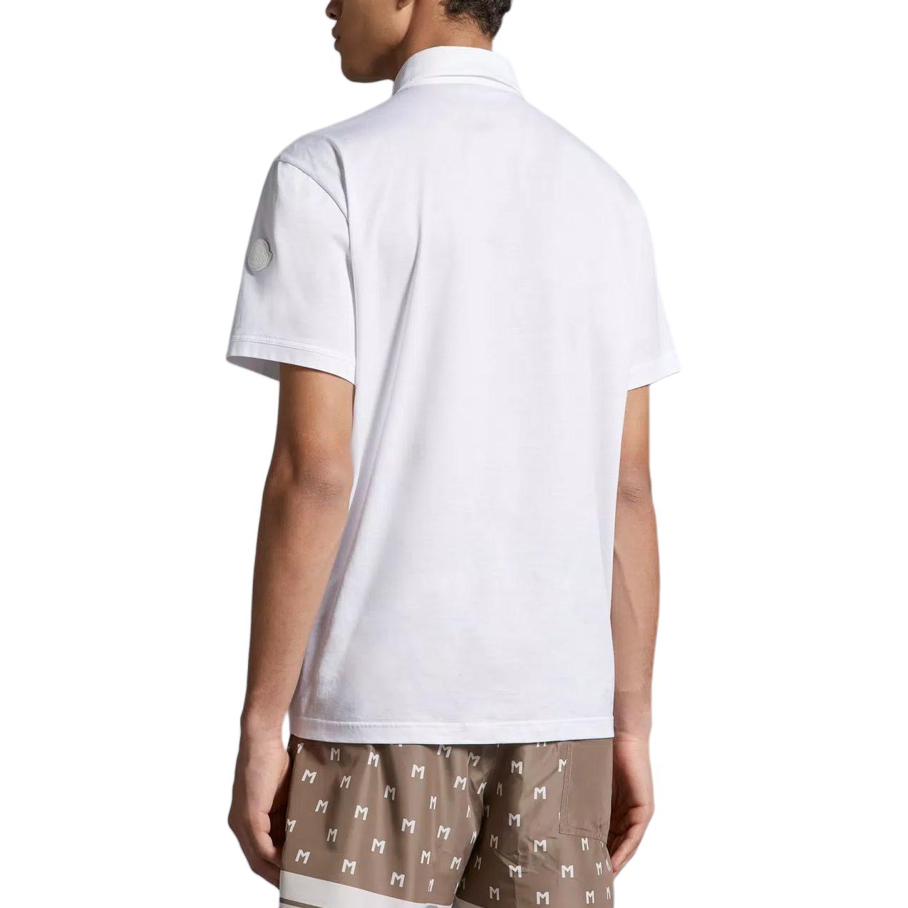 Moncler  White Polo Shirt with Solid Color Badge Logo. J10918A0001389AJN002 圖 4