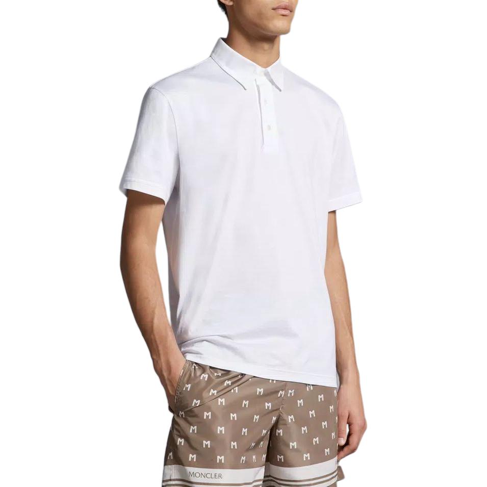 Moncler  White Polo Shirt with Solid Color Badge Logo. J10918A0001389AJN002 圖 5