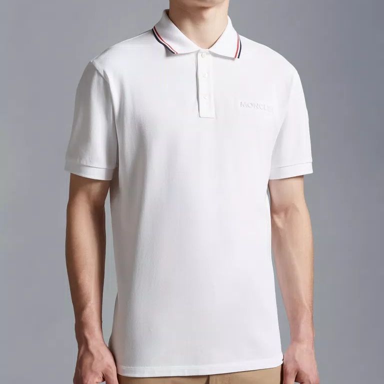 Moncler  White Striped Short-Sleeve Polo Shirt. I20918A0000684556002 圖 4