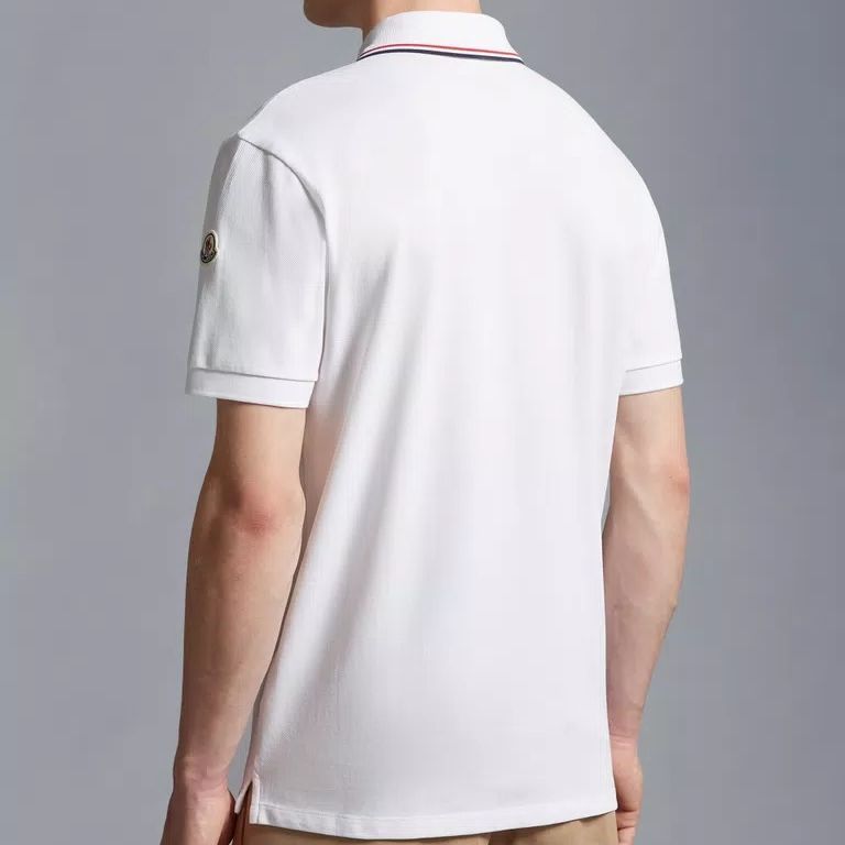 Moncler  White Striped Short-Sleeve Polo Shirt. I20918A0000684556002 圖 5