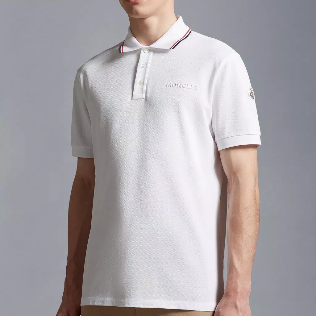 Moncler  White Striped Short-Sleeve Polo Shirt. I20918A0000684556002 圖 6