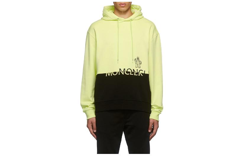 Moncler  Yellow Hoodie with Colorblock Logo Print Design. 8G00040899FL001