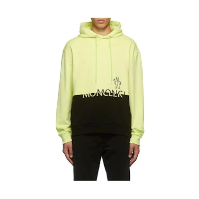 Moncler Yellow Hoodie with Colorblock Logo Print Design. 8G00040899FL001