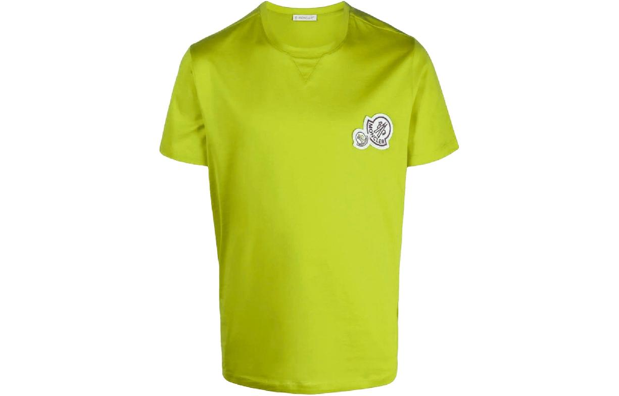 Order Moncler  Yellow Logo Printed Crewneck Short Sleeve Casual T-Shirt I20918C000488390Y83J