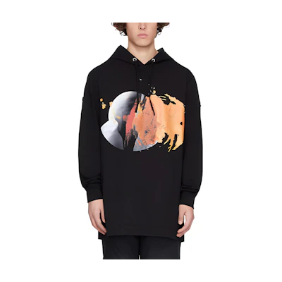 Moncler Abstract Pattern Printed Hoodie Black Long Sleeve Hoodie 201171M202001