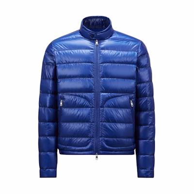 Moncler Acorus FW24 Short Down Jacket Electric Blue Unisex with Adjustable Cuffs. J20911A1060053029751
