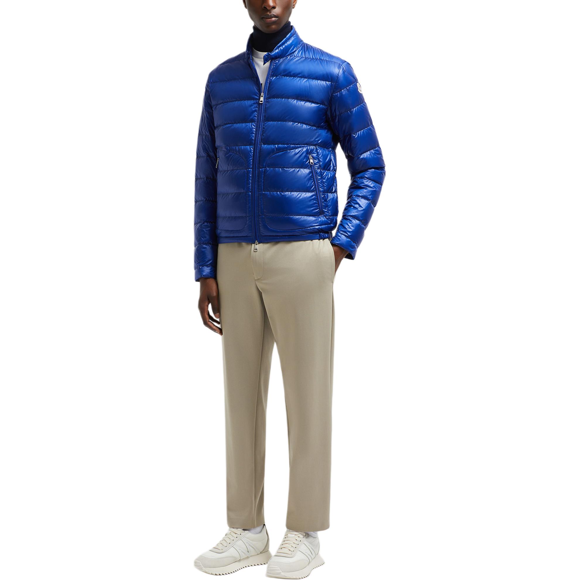 Purchase Moncler Acorus FW24 Short Down Jacket Electric Blue Unisex with Adjustable Cuffs. J20911A1060053029751