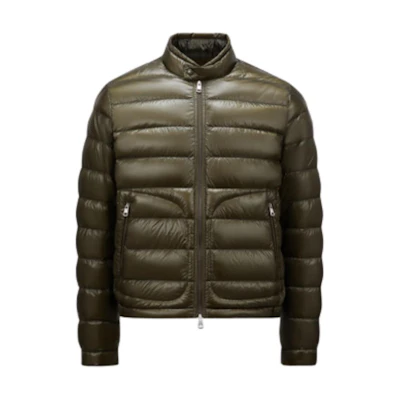 Moncler Acorus FW24 Unisex Lightweight Down Jacket Green with Logo & Zip. J20911A1060053029833