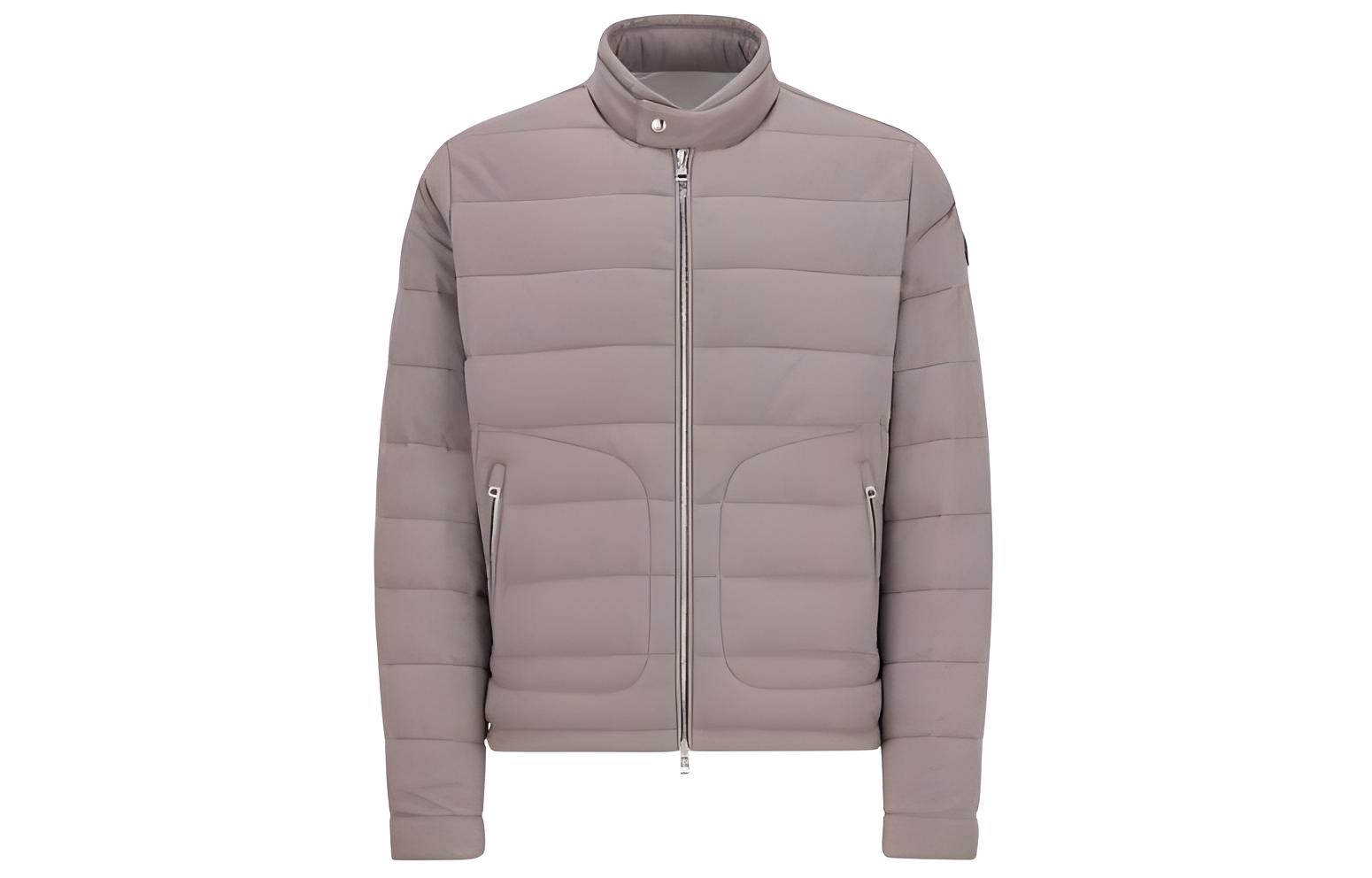 Moncler Acorus Short Down Jacket Beige - Slim Fit Zip-up Puffer Coat J10911A00132596LQ25Y