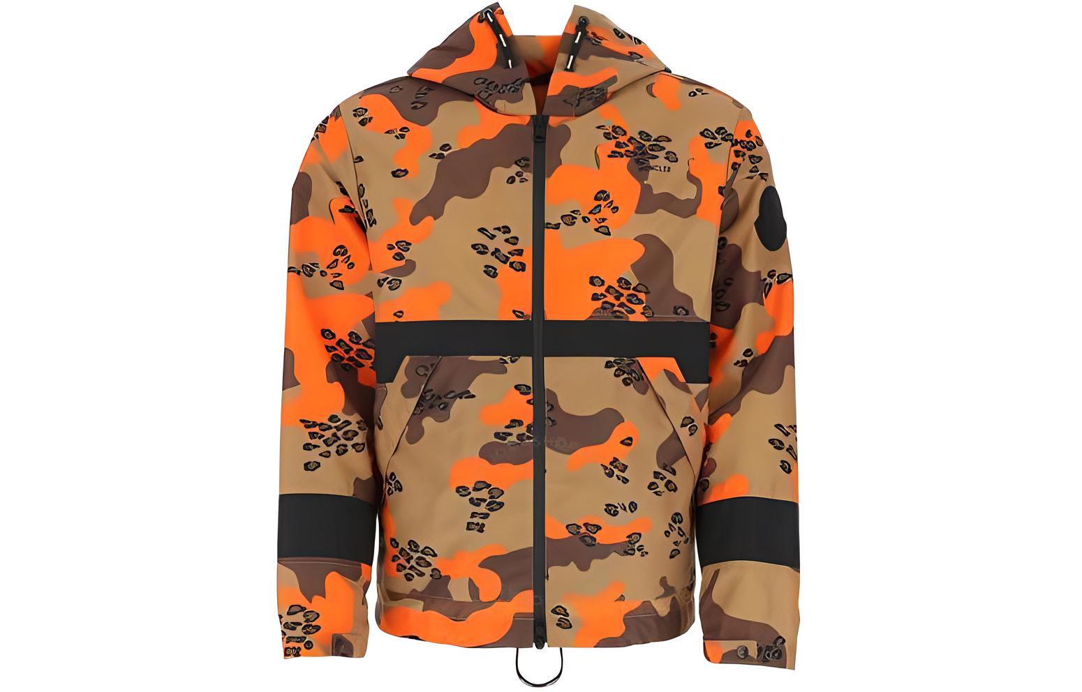 Moncler Adour  Camo Print Zip-Up Hooded Jacket Orange F10911B70400539TS310