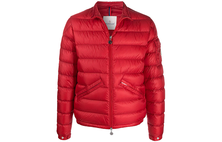Moncler Agay SS21 Red Down Jacket with Logo, Unisex Functional Collar Design. 1A1100053279448