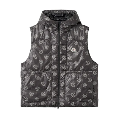 Moncler Alcarab Hooded Full Print Vest Black Unisex. I10911A00168M3001F90