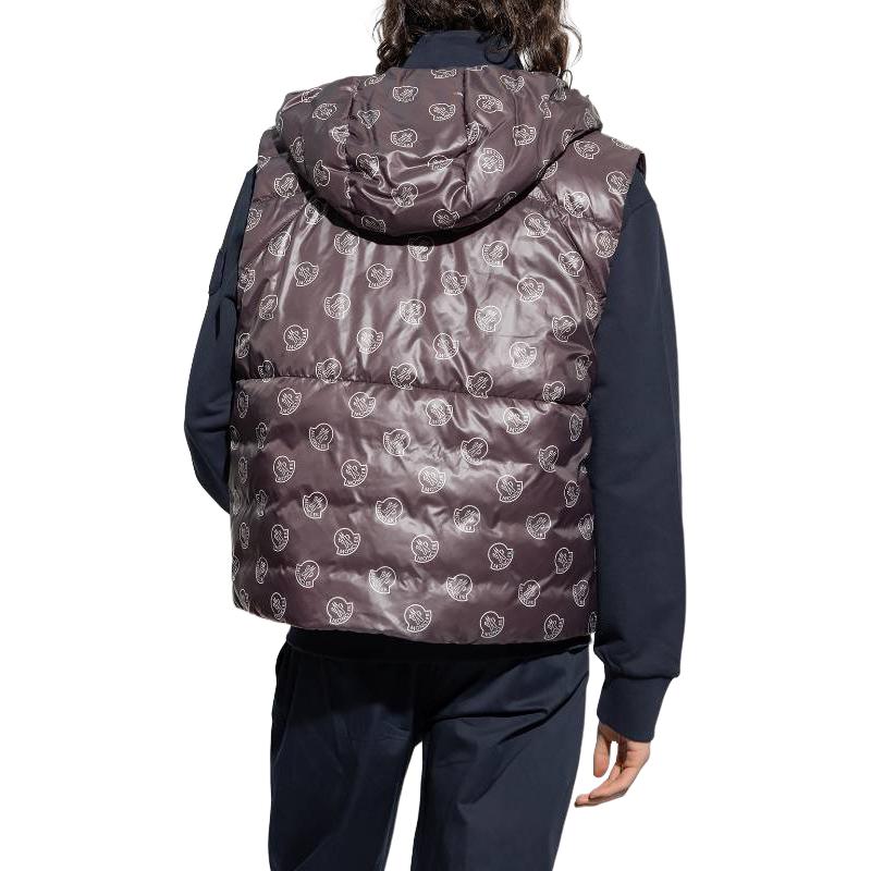 Shop Moncler Alcarab 連帽滿版背心 黑色 中性款. I10911A00168M3001F90