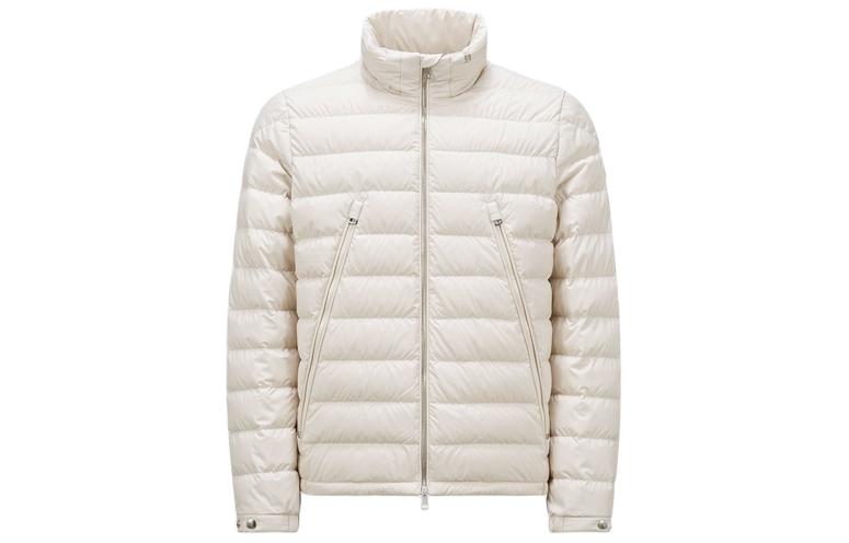 Moncler Alfit SS24 Beige Short Puffer Jacket for Men with Stand Collar. J10911A0014054A8120F