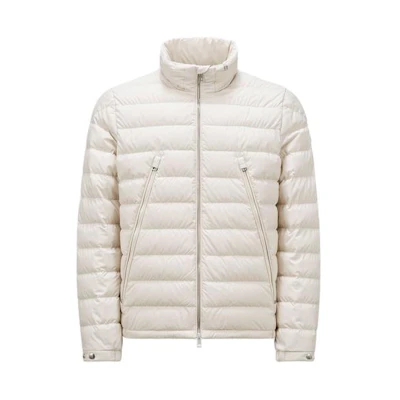 Moncler Alfit SS24 Beige Short Puffer Jacket for Men with Stand Collar. J10911A0014054A8120F