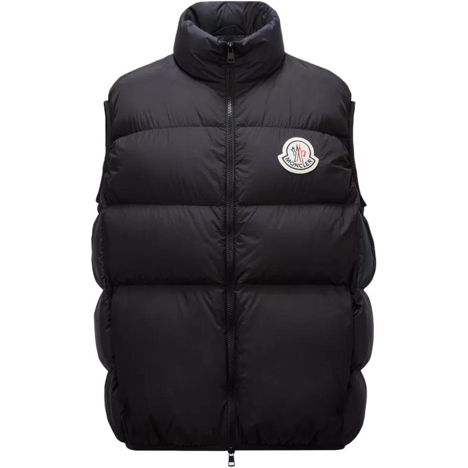 Moncler Almaz Series FW24 Black Sleeveless Down Vest Unisex with Felt Logo Patch J20911A000755396LP97
