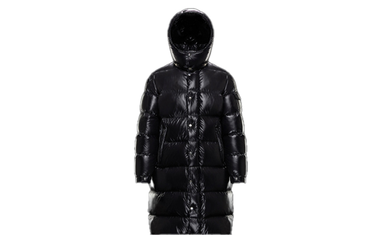 Moncler Alpine Goose Down Glossy Hooded Long Down Jacket Black Unisex 0911D50700C0081999
