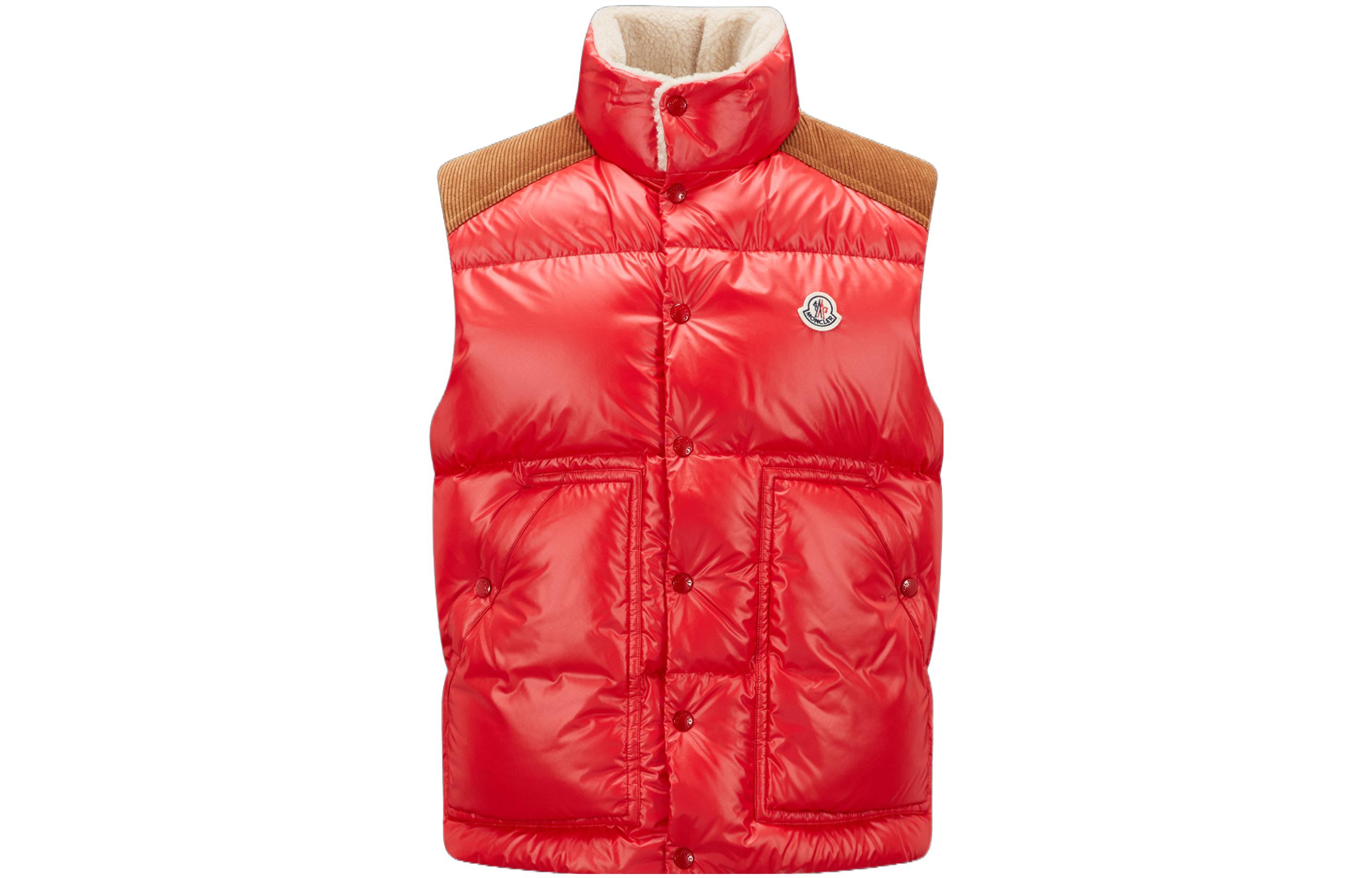 Moncler Ardeche  Red Sleeveless Down Gilet Jacket with Stand Collar. I20911A00128595ZJ455