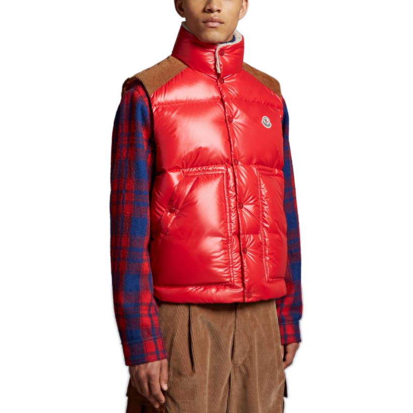 Purchase Moncler Ardeche Jaket Gilet Tanpa Lengan Merah dengan Kolar Berdiri. I20911A00128595ZJ455