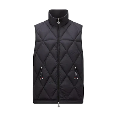 Moncler Aroula FW24 Diamond Quilted Pocket Zip Sleeveless Vest Black J20911A00078549SK999