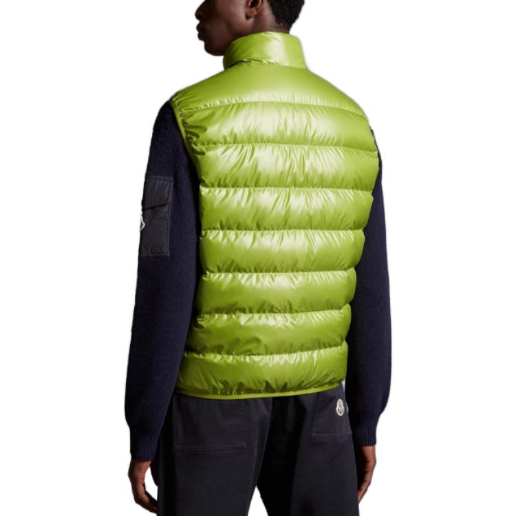 Shop Moncler Aube Unisex Light Green Down Vest with Stand Collar I20911A00079595ZJ83O