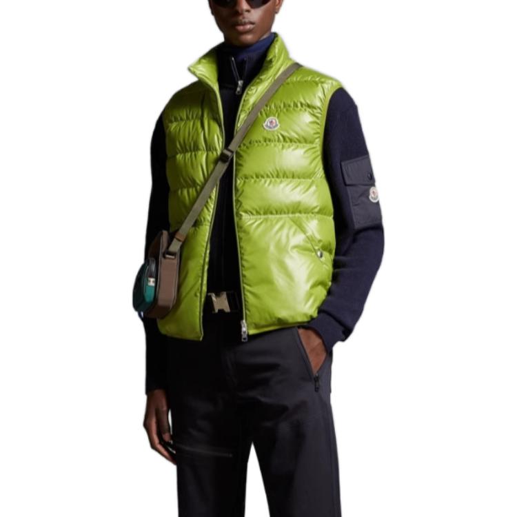 Purchase Moncler Aube Unisex Light Green Down Vest with Stand Collar I20911A00079595ZJ83O