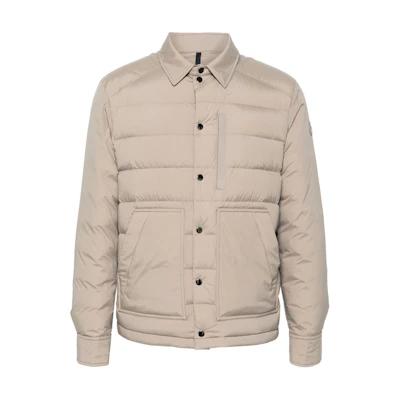 Moncler Bassies Quilted Down Jacket Beige Mens Long Sleeve Premium Outerwear J20911G00010595FK208