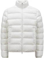 Moncler Baudinet FW24 Short Down Jacket White - Unisex Warm Puffer with Logo Trim. J20911A0007754A81034 Moncler Baudinet FW24 Short Down Jacket White - Unisex Warm Puffer with Logo Trim. J20911A0007754A81034