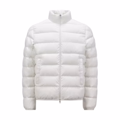 Moncler Baudinet FW24 Short Down Jacket White - Unisex Warm Puffer with Logo Trim. J20911A0007754A81034