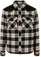 Moncler Beige Checkered Button-Up Jacket with Contrast Collar. 1A00001549UD999 Moncler Beige Checkered Button-Up Jacket with Contrast Collar. 1A00001549UD999