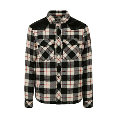 Moncler Beige Checkered Button-Up Jacket with Contrast Collar. 1A00001549UD999