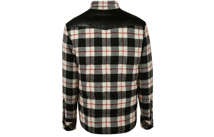 Lookbook Moncler Jaket Beige Kotak-Kotak dengan Kerah Kontras. 1A00001549UD999