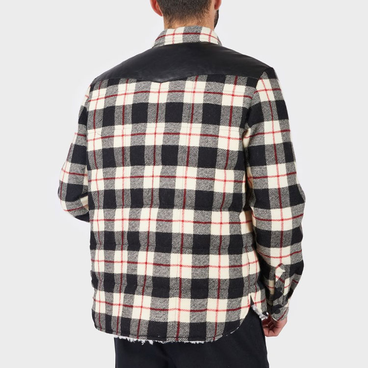 Purchase Moncler Jaket Beige Kotak-Kotak dengan Kerah Kontras. 1A00001549UD999