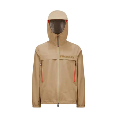 Moncler Beige Letter Print Hooded Zip-Up Jacket J10971A0001254AL5226