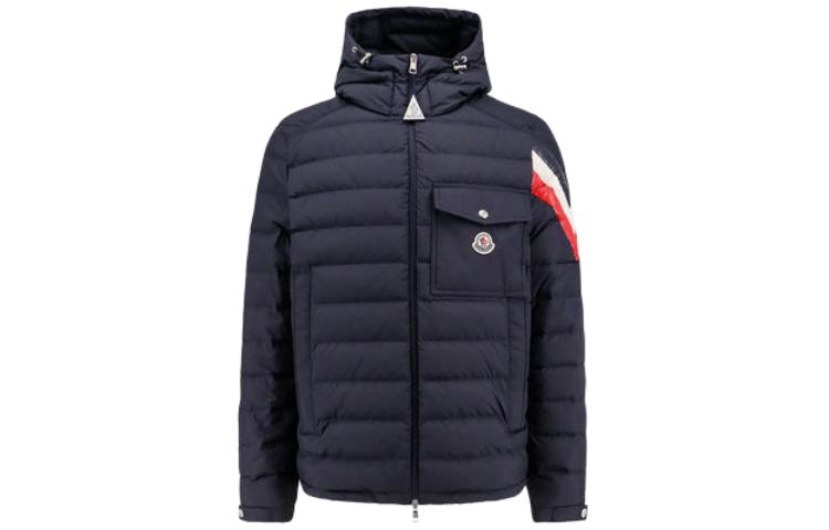 Moncler BERARD Logo Patch Hooded Zip Long Sleeve Down Jacket Unisex Blue 0911A0001254A81778