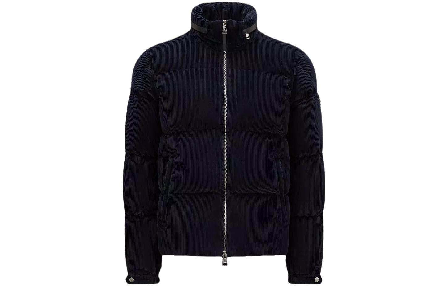 Moncler Besbre  Navy Short Down Jacket with Zip and Stand Collar. I20911A00092549UU779