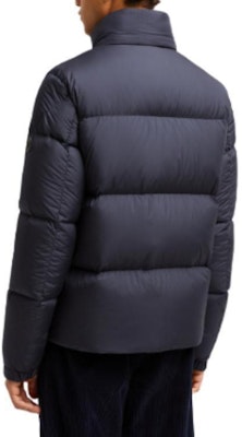 Moncler Besbre Unisex Navy Blue Short Puffer Jacket with Logo and Stand Collar. J20911A00200549SK779 Purchase Moncler Besbre Unisex Navy Blue Short Puffer Jacket with Logo and Stand Collar. J20911A00200549SK779