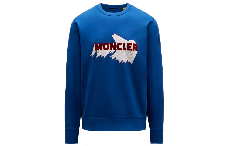 Moncler Big Logo Crewneck Pullover Sweatshirt Blue G20928G00010809JY