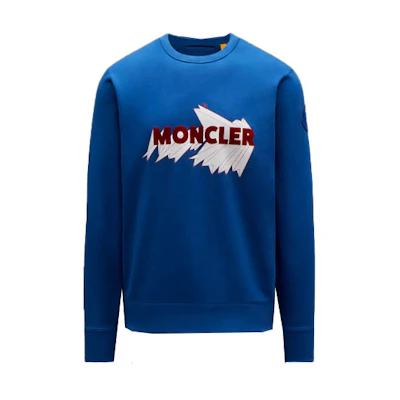 Moncler Big Logo Crewneck Pullover Sweatshirt Blue G20928G00010809JY