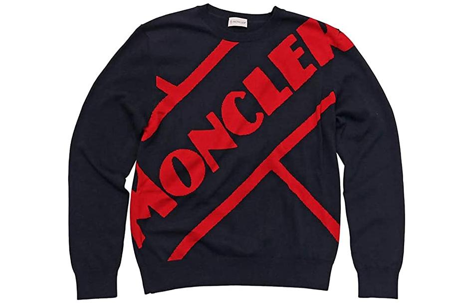Moncler Black Crewneck Letter Print Sweatshirt - Loose Fit 9C70300-V9085-742