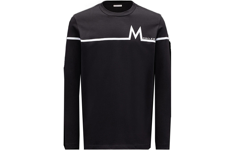 Order Moncler Black Crewneck Long Sleeve Regular T-Shirt FW22 H20918D000038390T999