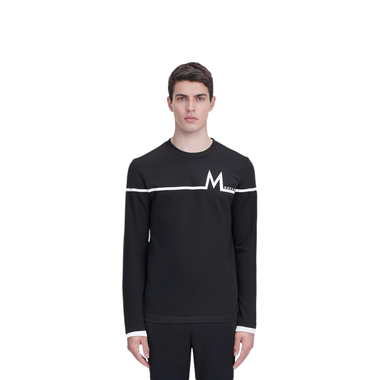 Sizing Moncler Black Crewneck Long Sleeve Regular T-Shirt FW22 H20918D000038390T999