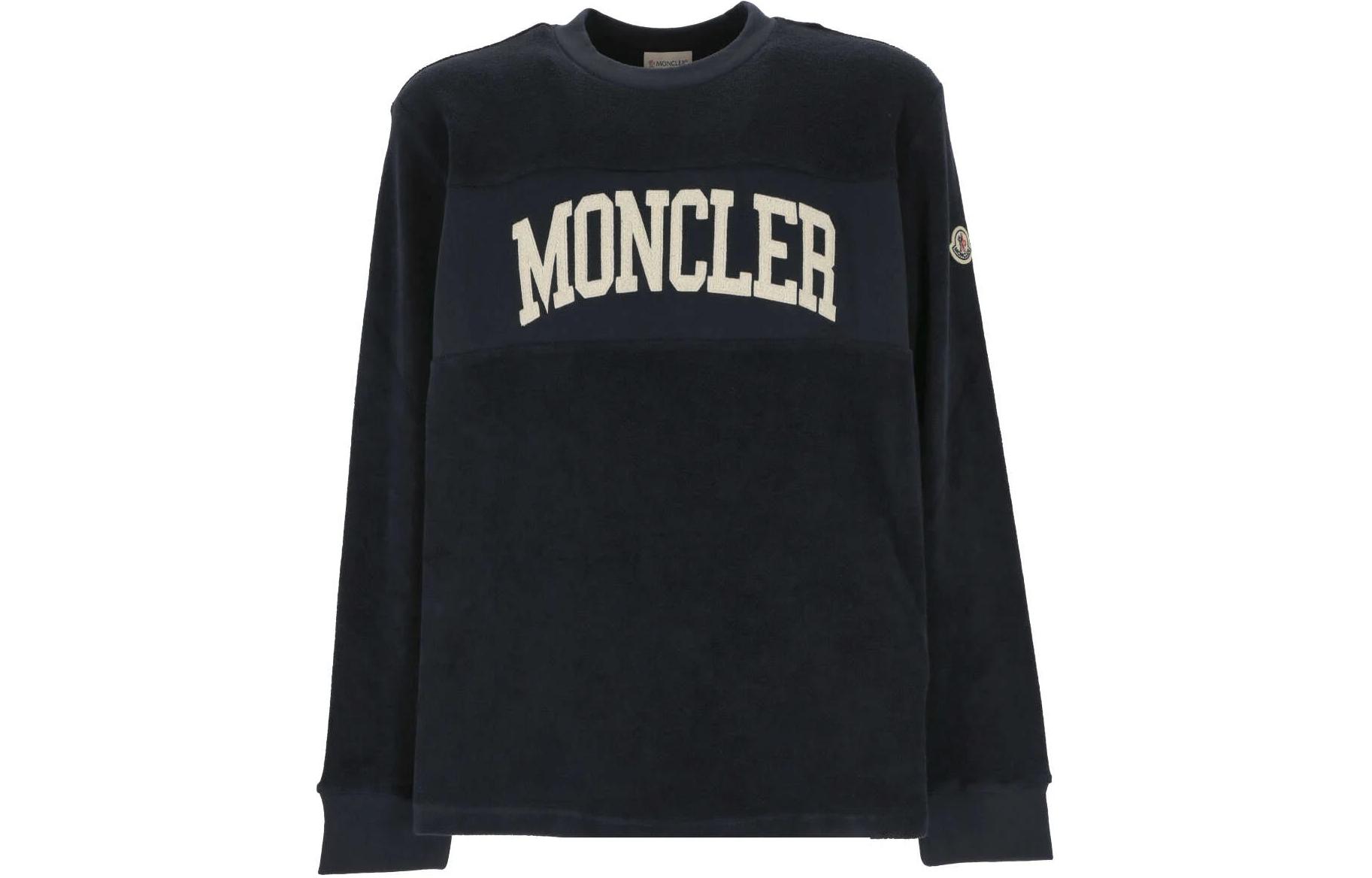 Moncler Black Crewneck Pullover Sweatshirt Long Sleeve Relaxed Fit 918G00024899VV777