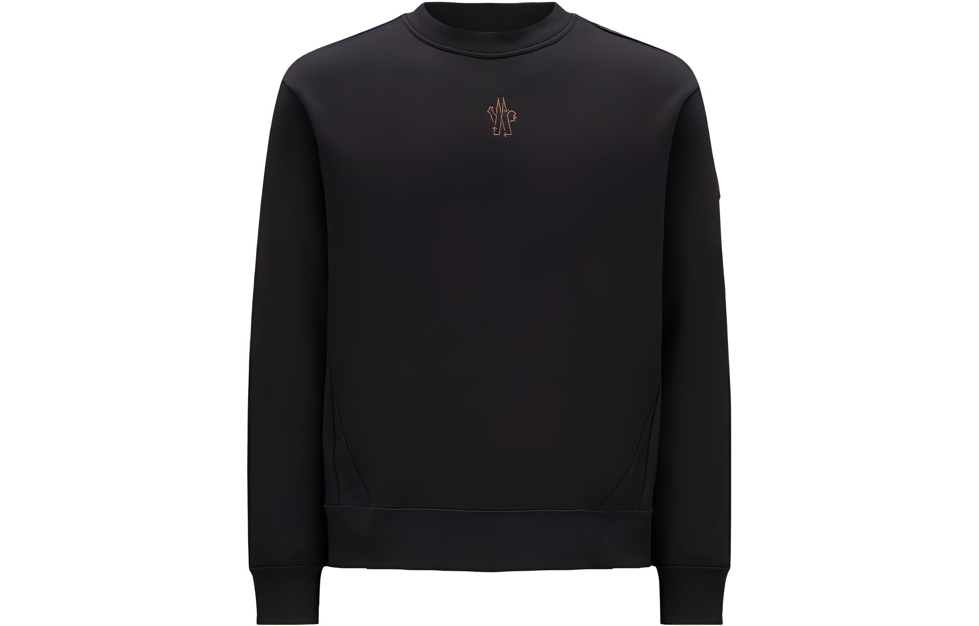 Moncler Black Crewneck Pullover Sweatshirt with Solid Logo Design I20918G0005389A9D999