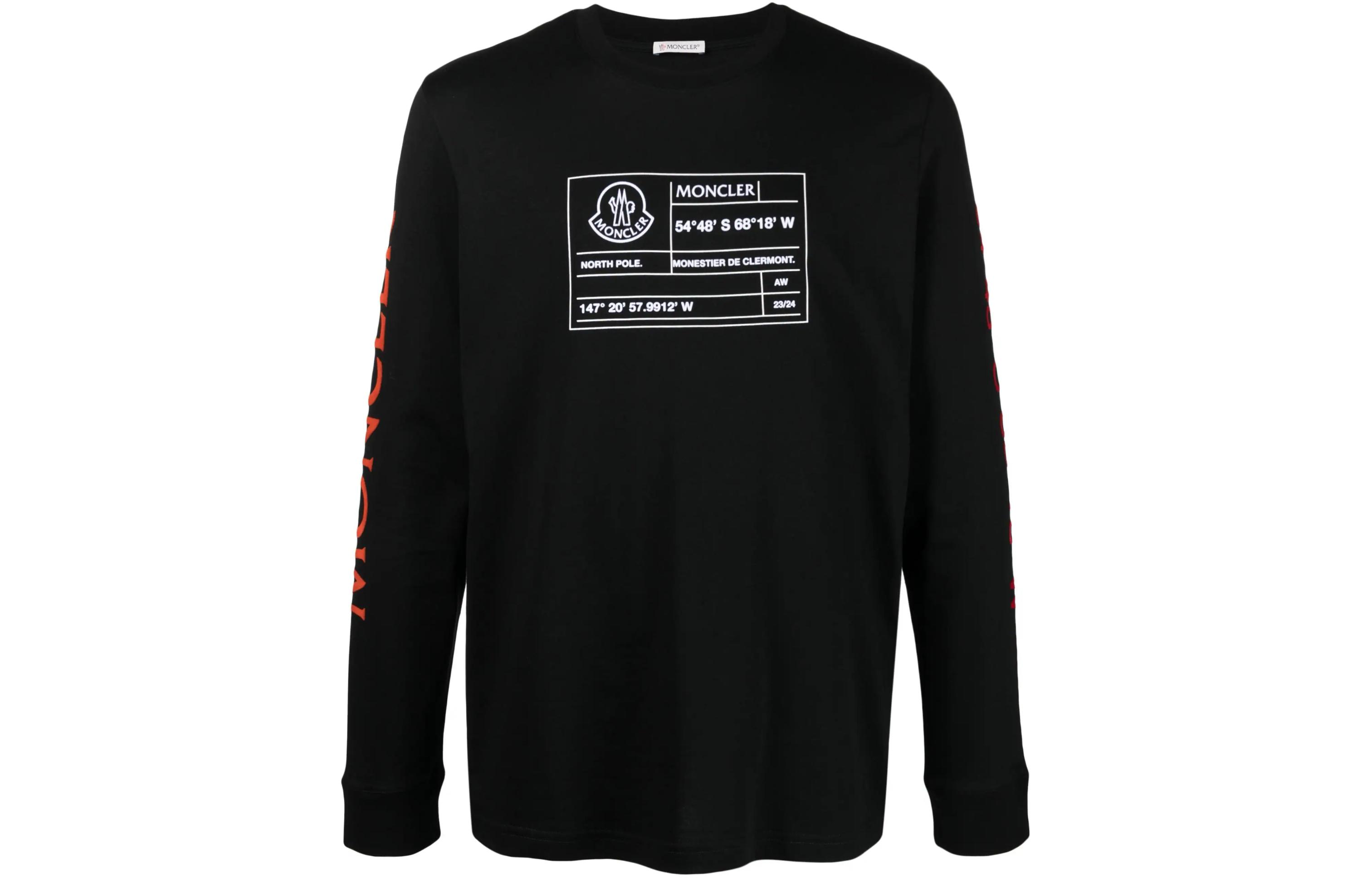 Moncler Black Crewneck Sweatshirt with Letter Print I20918D0000689A7G999