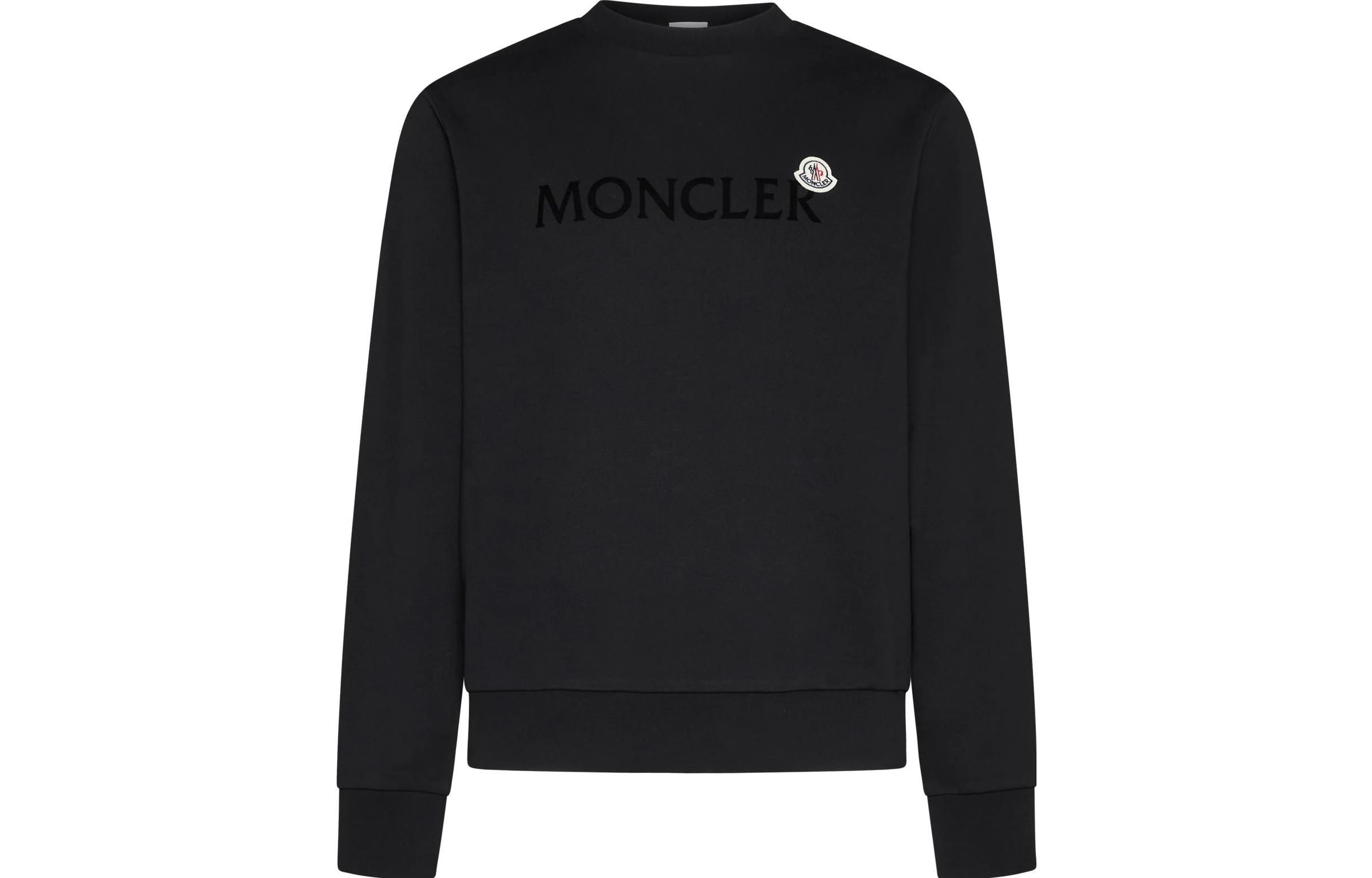 Moncler Black Crewneck Sweatshirt with Logo Graphic 809KR8G00048999